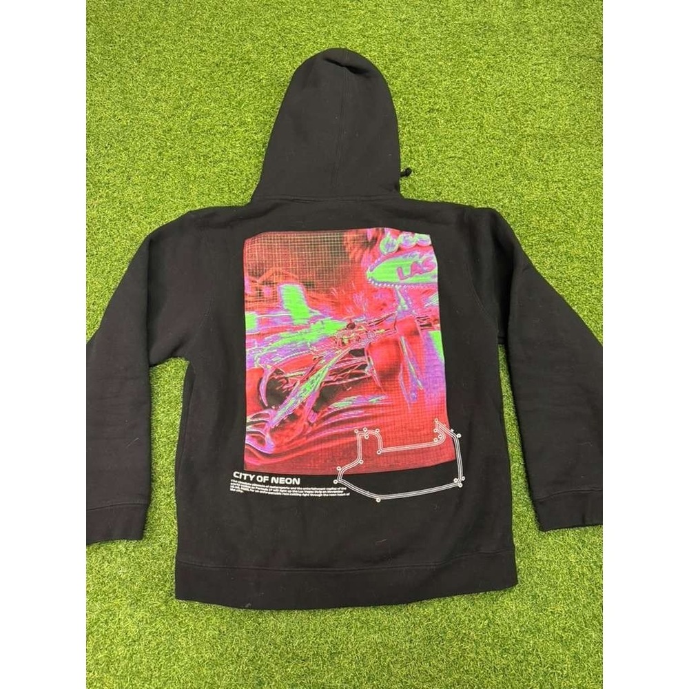 Formula 1 Las Vegas Grand Prix 2023 Hoodie Mens Small Black City of Neon Graphic